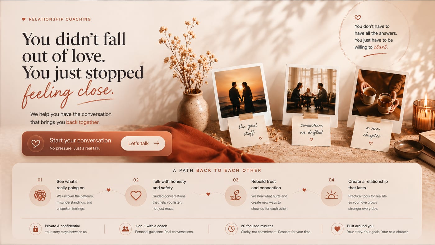 Relationship coaching example page